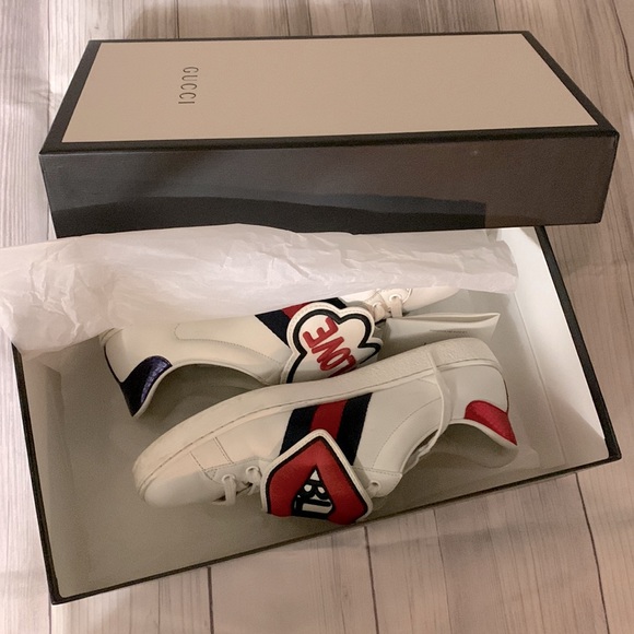 🤍❤️🤍❤️🤍💯 % AUTHENTIC GUCCI ACE SNEAKERS SIZE 10 FOR WOMEN/ SIZE 7 FOR MEN / - Picture 10 of 12